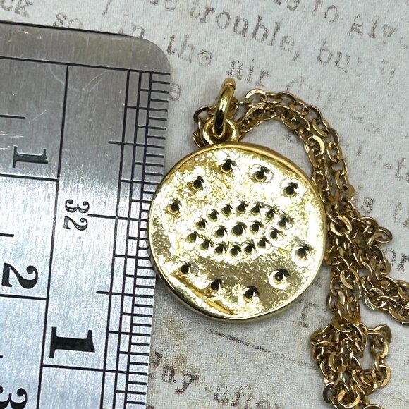 Yellow Gold Plated Evil Eye Symbol Pendant Charm Necklace With Clear Stones - Picture 5 of 9